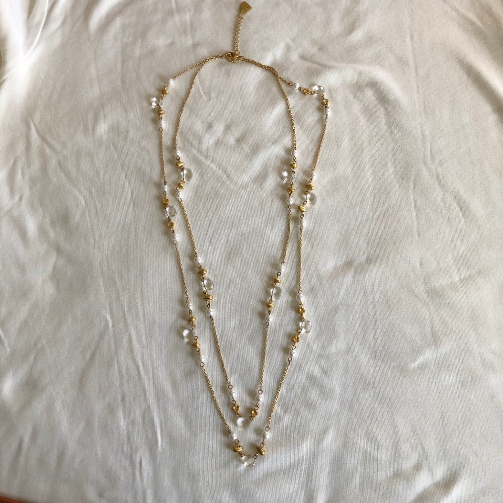 double stranded goldstone necklace